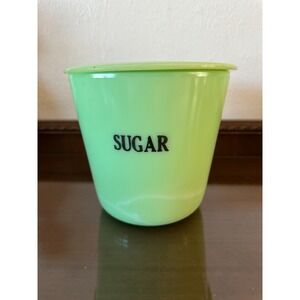 Vintage 1930's Uranium McKee Jadeite Sugar Canister 48 oz Round With Lid